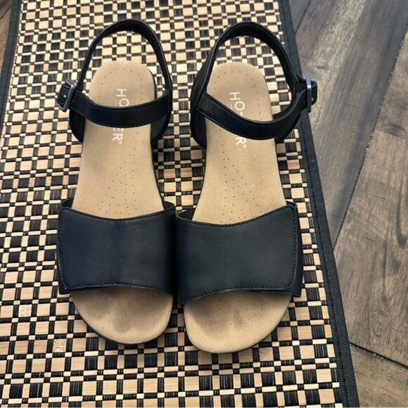 Hotter Black Leather Comfort Open-Toe Sandals Size 5 - Picture 3 of 13